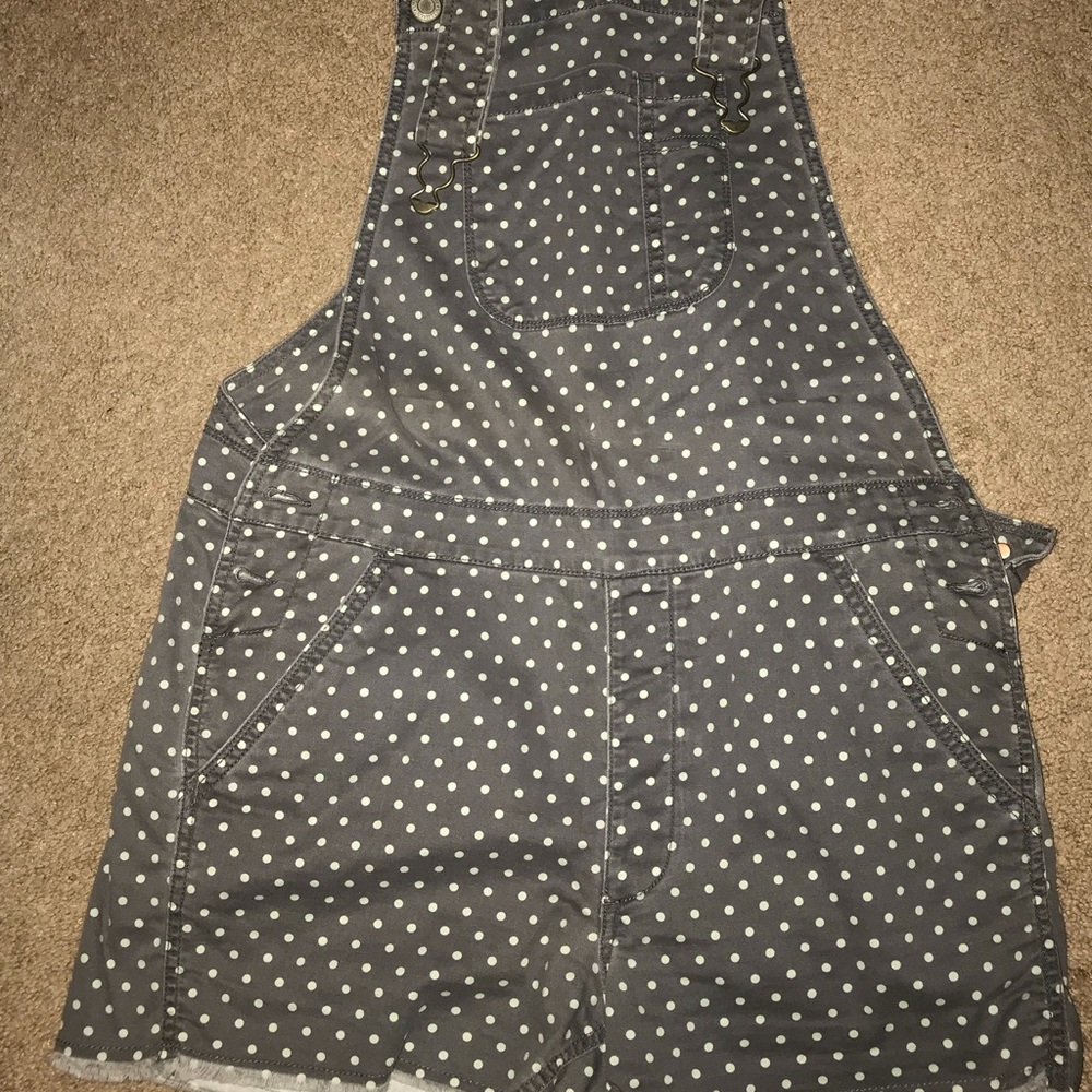 American eagle polka dot short overalls